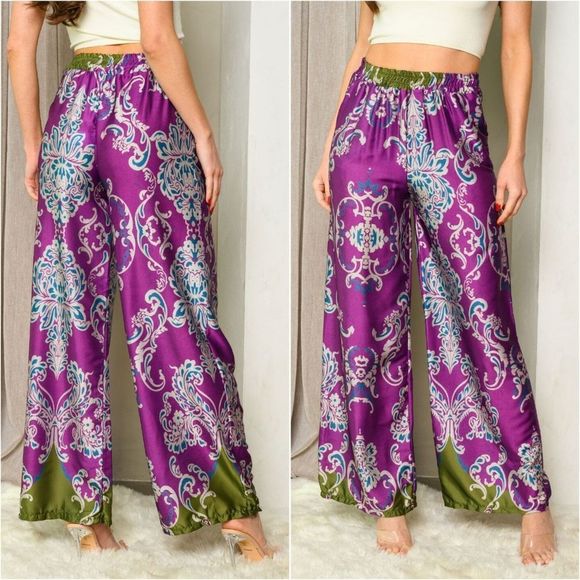 Harmony In Nature Pants - LAST 💜 NEW Silk Multiprint Wide Leg Pants